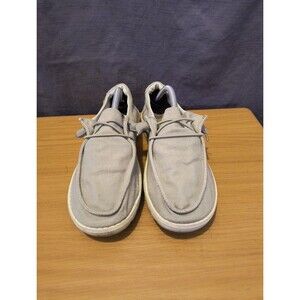 Hey Dude Women's 7 Wendy Chambray Grey White Slip-On Shoes